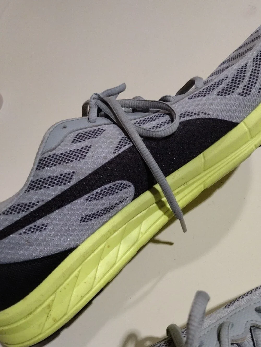 Puma Gray Mesh Running Sneakers with Neon Lime Accents
